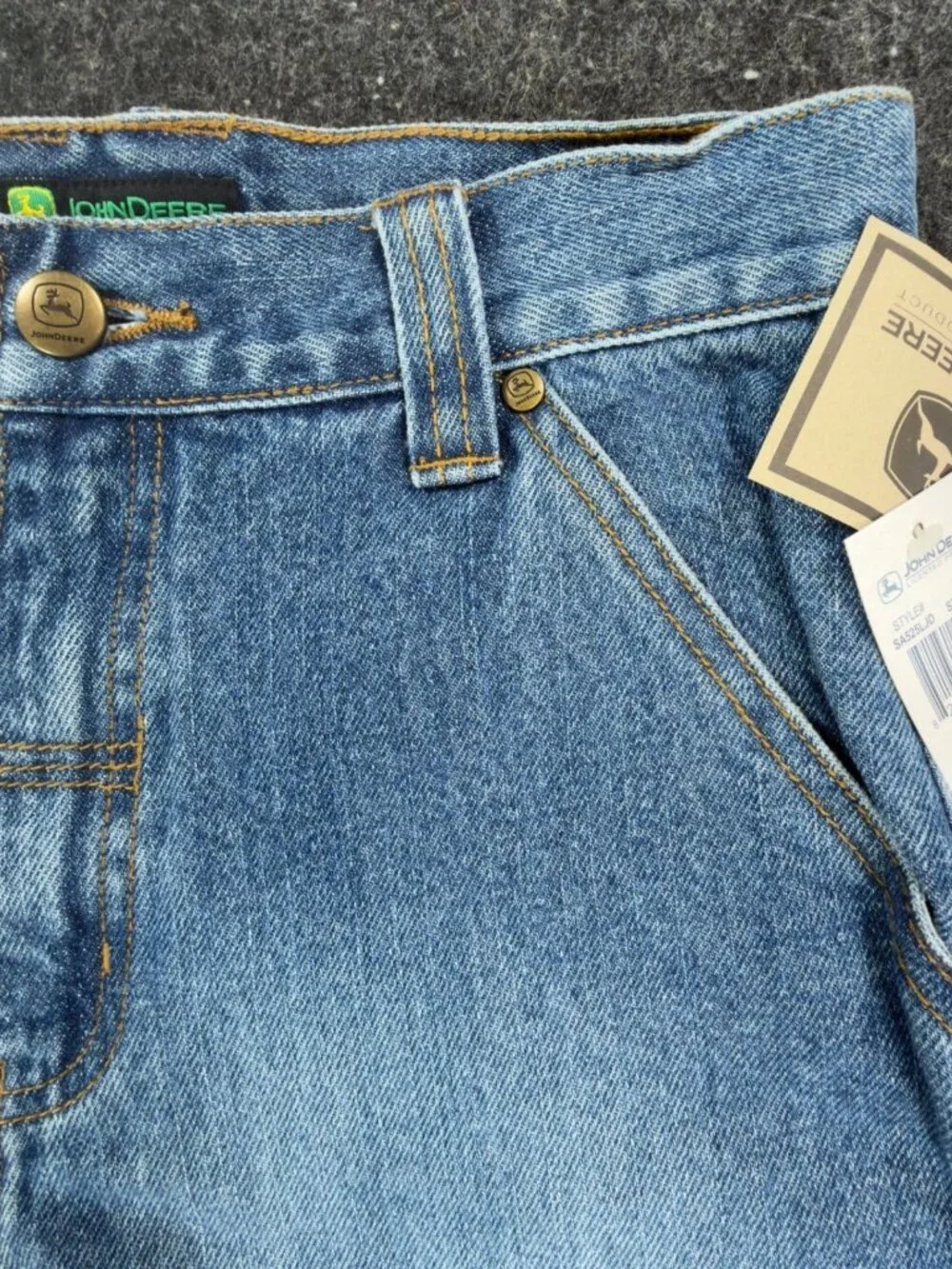 VTG John Deere Carpenter Shorts Boys 12 Denim Utility Workwear Jorts NOS NWT